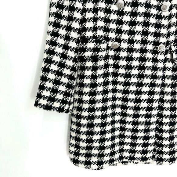 BLOGGERS Fav Zara houndstooth jacket coat black white silver buttons - Picture 15 of 17